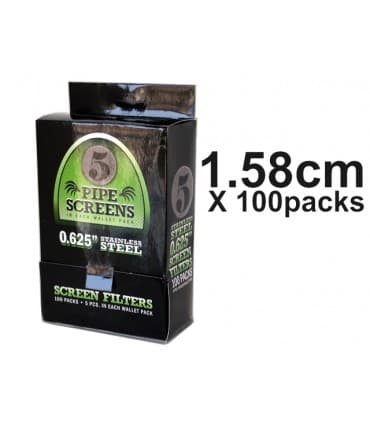 Κουτί με 100 σίτες Pipe Screens 0.625 Stainless steel 1.58cm μικρές (100 πακετάκια των 5)