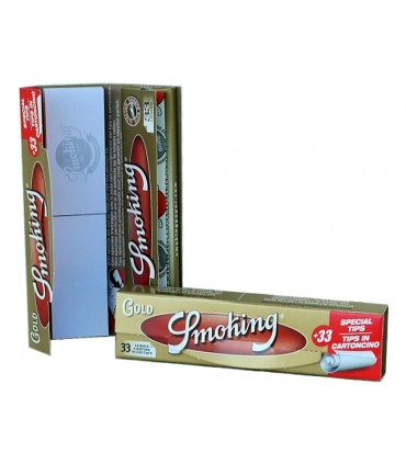 Χαρτάκια Smoking Gold King Size (Χρυσό Μεγάλα) με 33 φύλλα και Τζιβάνες - 1 Πακετάκι