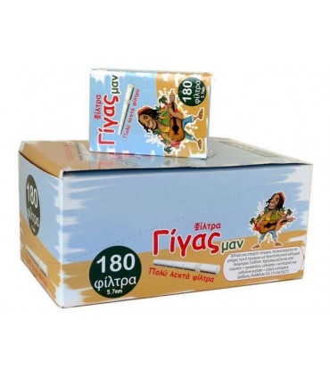 Φιλτράκια ΓΙΓΑΣ ΜΑΝ ROLL&RULE EXTRA SLIM 5.7mm 180 (κουτί με 20 πακετάκια)