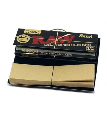 Χαρτάκια Raw BLACK 1&1/4 + TIPS με τζιβάνες CONNOISSEUR 50 φύλλα - 1 Πακετάκι