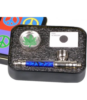 Μεταλλική πίπα με σίτα + Grinder + Screens + box PEACE 99447211
