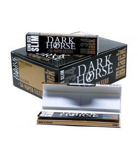 Χαρτάκια στριφτού DARK HORSE BLACK King Size Slim 34 φύλλα/34 Τζιβάνες (Κουτί των 24)