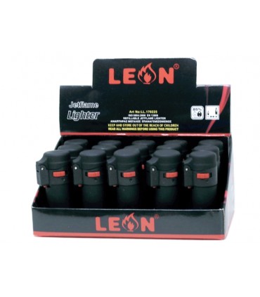 Αντιανεμικός αναπτήρας LEON Jet Flame Black Lighter Βαρελάκι 170898 - Κουτί των 15 τεμ.
