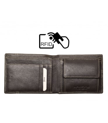 Δερμάτινο Πορτοφόλι ALPHA STATUS 10115-0 RFID COCCOA BROWN