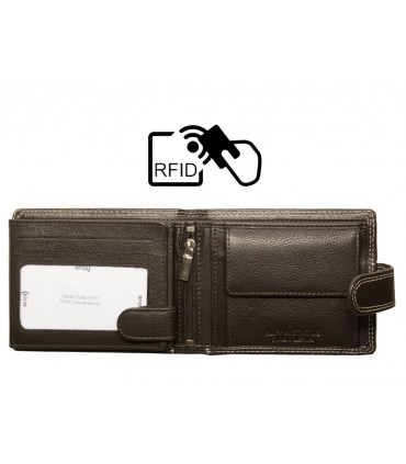 Δερμάτινο Πορτοφόλι ALPHA STATUS 10111-0 RFID COCCOA BROWN