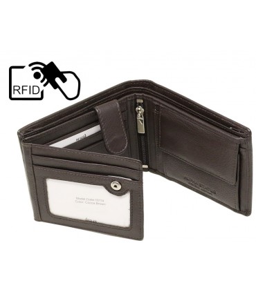 Δερμάτινο Πορτοφόλι ALPHA STATUS 10114-0 RFID COCCOA BROWN