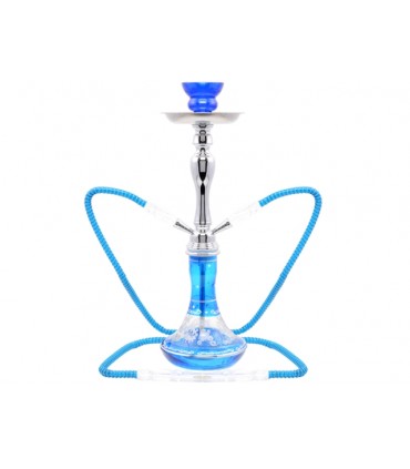 Ναργιλές με δύο σωλήνες Hookah 45cm Flowers Blue 45cm 0230547