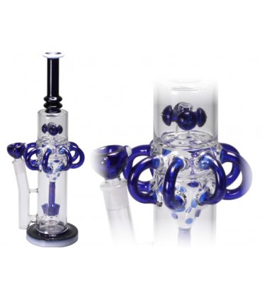 Γυάλινο Μπονγκ BLUE CLEAR GLASS BONG 43cm ΝΕΡΟΠΙΠΑ 99-448628 (PRE COOLER & DIFUSER)