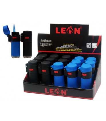 Αναπτήρες Leon Αντιανεμικοί Barrel Jetflame Blue & Black 170225 ΜΠΛΕ-ΜΑΥΡΟ- 15 Τεμάχια