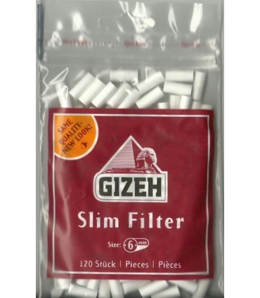 Φιλτράκια GIZEH κόκκινα με κόλλα Slim 6mm, 120+30 - 1 σακουλάκι