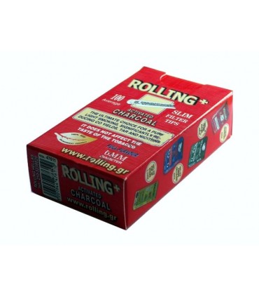Φιλτράκια στριφτού Rolling 47611 Slim ενεργού άνθρακα 6mm 100 τεμάχια - 1 πακετάκι