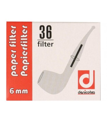 DENICOTEA 36 ΧΑΡΤΙΝΑ ΦΙΛΤΡΑ 6mm ΓΙΑ ΠΙΠΕΣ ΚΑΠΝΟΥ