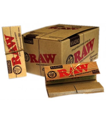 Χαρτάκια RAW ακατέργαστο classic 50 με 36 τζιβάνες (Συσκευασία των 24 τεμαχίων)