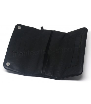 Καπνοθήκη Δερμάτινη Mario Rossi 2681-11 BK γνήσιο δέρμα μαύρη για σακουλάκι καπνού