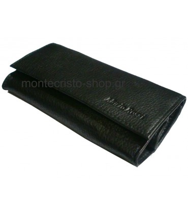 Καπνοσακούλα Mario Rossi απο γνήσιο δέρμα μαύρη μεγάλη με Latex 827-06 BK BLACK δερμάτινη καπνοθήκη