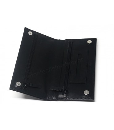 ΚΑΠΝΟΘΗΚΗ MARIO ROSSI 602-11 BK OIL PULL UP γνήσιο δέρμα μαύρη λαδί (με 3 φερμουάρ) δερμάτινη