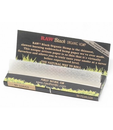 Χαρτάκια RAW BLACK ORGANIC HEMP 50 Φύλλα SIZE 1 &1/4 ΜΑΥΡΟ ΑΛΕΥΚΑΝΤΟ (κουτί των 24τεμ)