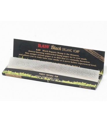 Χαρτάκια RAW BLACK ORGANIC HEMP 32 Φύλλα KING SIZE ΜΑΥΡΟ ΑΛΕΥΚΑΝΤΟ