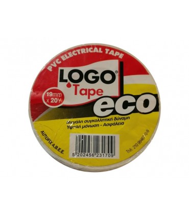 LOGO ΤAPE ECO 19mm*20μ ΛΕΥΚΗ ΜΟΝΩΤΙΚΗ ΤΑΙΝΙΑ