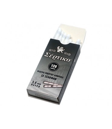 Φιλτράκια ΣΕΡΤΙΚΟ 120 Extra Slim 5.6mm ΕΝΕΡΓΟΥ ΑΝΘΡΑΚΑ 51081 (κουτί με 20 πακετάκια)
