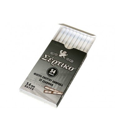Φιλτράκια ΣΕΡΤΙΚΟ 54 Extra Slim 5.6mm ΕΝΕΡΓΟΥ ΑΝΘΡΑΚΑ 51079 (κουτί με 20 πακετάκια)
