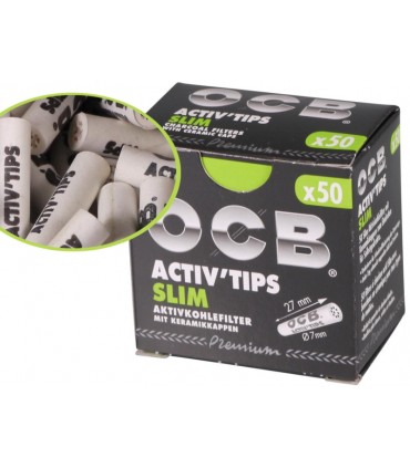 Φιλτράκια OCB ACTIV TIPS 7mm SLIM 50 Ενεργού Άνθρακα