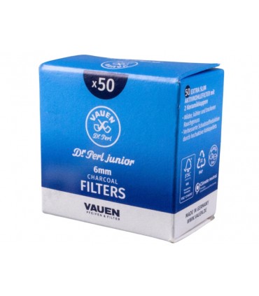 Vauen Dr Perl Junior Filters 6mm Ενεργού Άνθρακα Extra Slim 50 φίλτρα