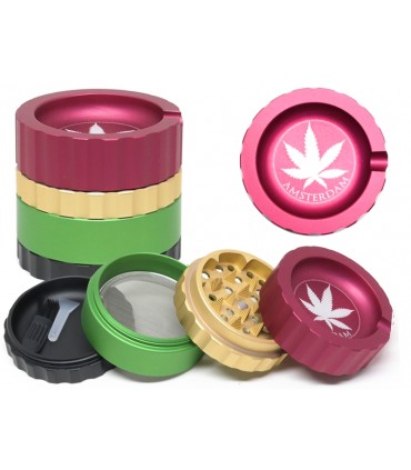Τρίφτης καπνού AMSTERDAM RASTA JK01RS ALUMINUM 4 parts 60mm