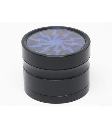 Τρίφτης καπνού AMSTERDAM BLUE BLACK JK07 MIX ALUMINUM 4 parts 60mm με παράθυρο