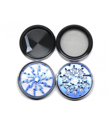 Τρίφτης καπνού AMSTERDAM BLUE BLACK JK07 MIX ALUMINUM 4 parts 60mm με παράθυρο