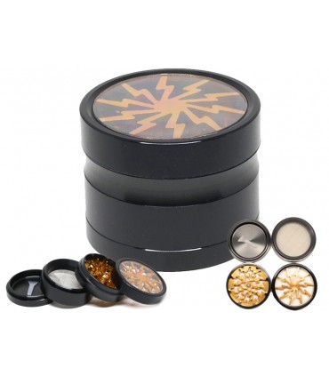 Τρίφτης καπνού AMSTERDAM ROSE GOLD BLACK JK07 MIX ALUMINUM 4 parts 60mm με παράθυρο