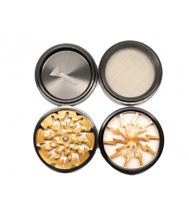 Τρίφτης καπνού AMSTERDAM ROSE GOLD BLACK JK07 MIX ALUMINUM 4 parts 60mm με παράθυρο