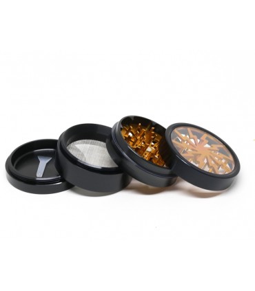 Τρίφτης καπνού AMSTERDAM ROSE GOLD BLACK JK07 MIX ALUMINUM 4 parts 60mm με παράθυρο