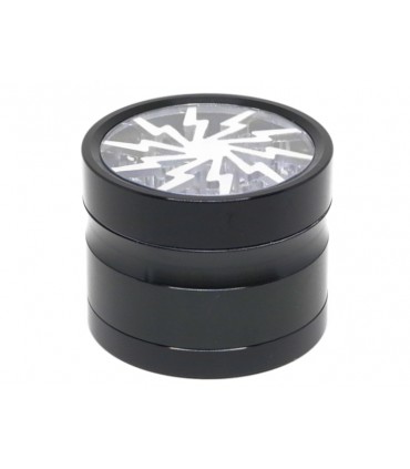 Τρίφτης καπνού AMSTERDAM SILVER BLACK JK07 MIX ALUMINUM 4 parts 60mm με παράθυρο