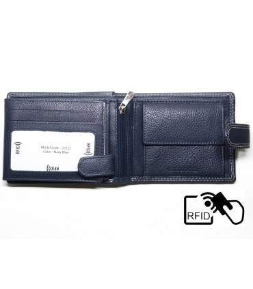 ALPHA STATUS 10111-0 RFID NAVY BLUE ΔΕΡΜΑΤΙΝΟ ΠΟΡΤΟΦΟΛΙ