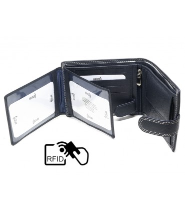 ALPHA STATUS 10111-0 RFID NAVY BLUE ΔΕΡΜΑΤΙΝΟ ΠΟΡΤΟΦΟΛΙ