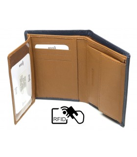ALPHA STATUS 10104D RFID NAVY BLUE ΔΕΡΜΑΤΙΝΟ ΠΟΡΤΟΦΟΛΙ