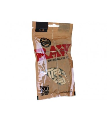 Φιλτράκια RAW Slim 6mm UNREFINED CELLULOSE 200 AΚΑΤΕΡΓΑΣΤΑ - 1 Σακουλάκι