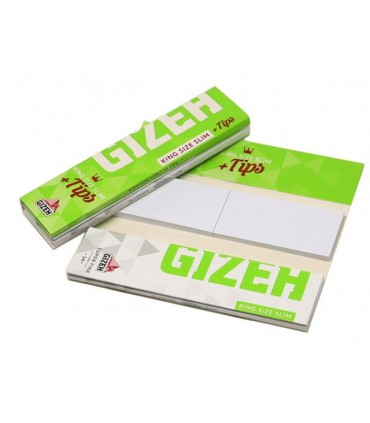 GIZEH KING SIZE SLIM SUPER FINE + TIPS Χαρτάκια με Τζιβάνες (κουτί με 26τεμ)