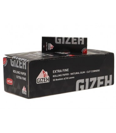 GIZEH BLACK EXTRA FINE 50 CUT CORNERS Χαρτάκια Στριφτού (Κουτί των 50τεμ)