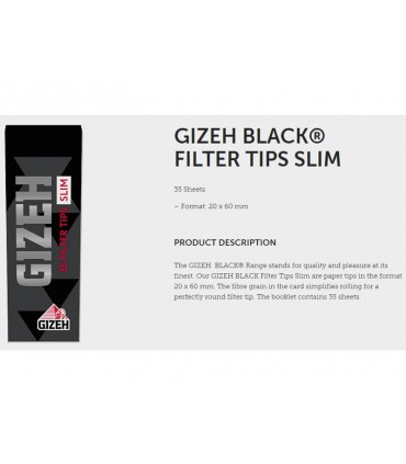 GIZEH BLACK FILTER TIPS SLIM ΤΖΙΒΑΝΕΣ (κουτί των 24τεμ)