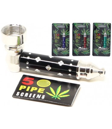 Μεταλλική πίπα HEMP με σίτα 7cm MADO 665-2031 σε διάφορα σχέδια