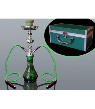 ΝΑΡΓΙΛΕΣ MADO SHISHA ΔΙΠΛΟΣ 48cm HOOKAH 2 HOSE GREEN 665-5513 ΠΡΑΣΙΝΟΣ ΜΕ ΒΑΛΙΤΣΑΚΙ