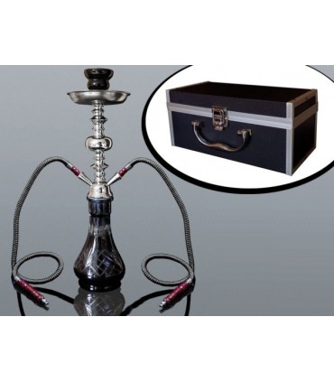 ΝΑΡΓΙΛΕΣ MADO SHISHA ΔΙΠΛΟΣ 48cm HOOKAH 2 HOSE BLACK 665-5510 ΜΑΥΡΟΣ ΜΕ ΒΑΛΙΤΣΑΚΙ