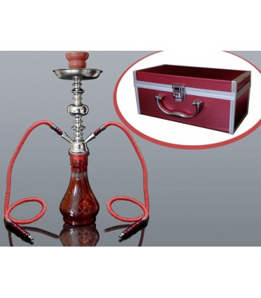 ΝΑΡΓΙΛΕΣ MADO SHISHA ΔΙΠΛΟΣ 48cm HOOKAH 2 HOSE RED 665-5512 ΚΟΚΚΙΝΟ ΜΕ ΒΑΛΙΤΣΑΚΙ