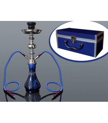 ΝΑΡΓΙΛΕΣ MADO SHISHA ΔΙΠΛΟΣ 48cm HOOKAH 2 HOSE BLUE 665-5511 ΜΠΛΕ ΜΕ ΒΑΛΙΤΣΑΚΙ