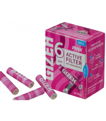 Φιλτράκια GIZEH PINK 6mm Ενεργού Άνθρακα Active Filter 34