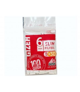 Φιλτράκια GIZEH κόκκινα με κόλλα Slim 6mm, 120+30 (κουτί με 20 σακουλάκια)