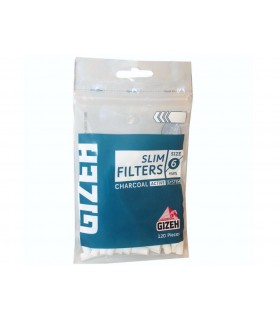 Φιλτράκια GIZEH μπλε Slim 6mm ΕΝΕΡΓΟΥ ΑΝΘΡΑΚΑ 120 - 1 σακουλάκι