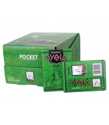 Φιλτράκια ΠΥΘΙΑ Pocket Ultra Slim 5.7mm, 60 & χαρτάκια ΠΡΑΣΙΝΑ ΠΥΘΙΑ (κουτί με 24 πακετάκια)
